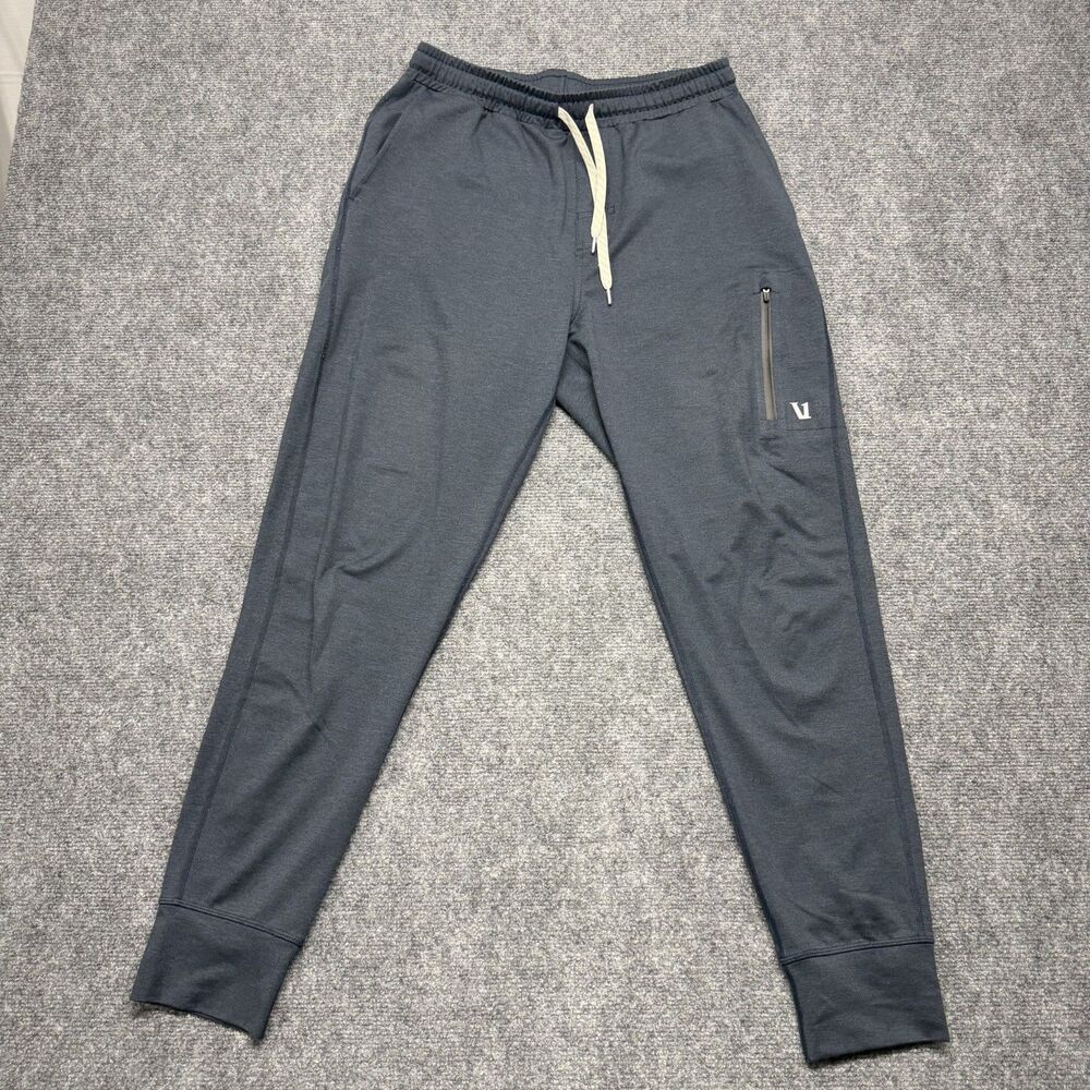 Vuori Mens Small Jogger Pants Blue/Gray Performance Stretch Zip Pocket Athletic